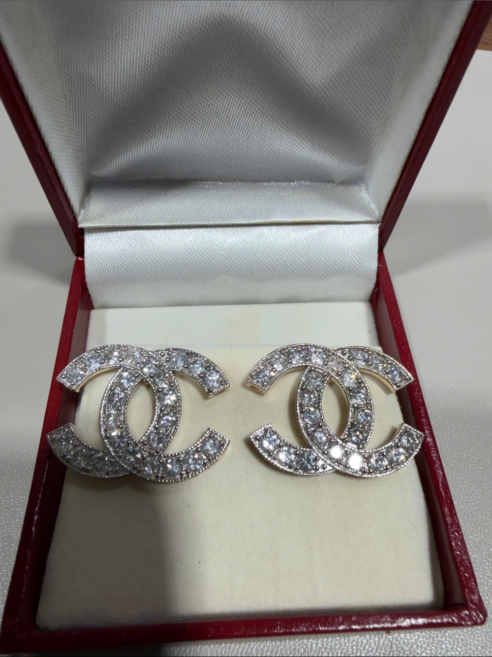 14k gold Chanel Earrings two Tone